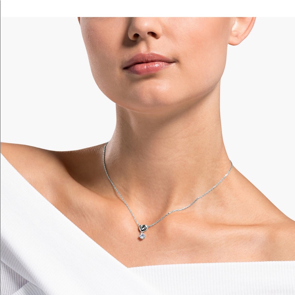 Swarovski Heart Knot & Crystal Pendant Necklace